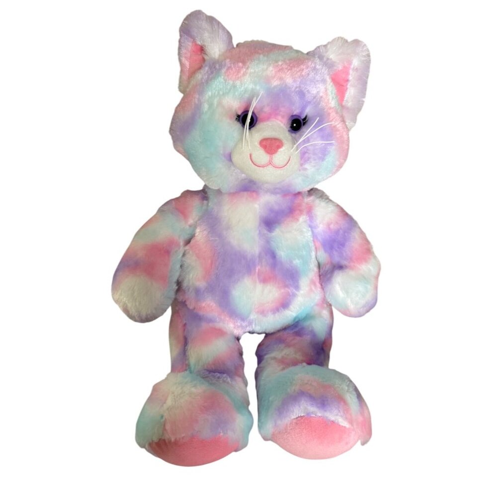 Build-A-Bear Workshop Pastel Swirl Kitty Cotton Candy Cat Plush Stuffed 16" Toy